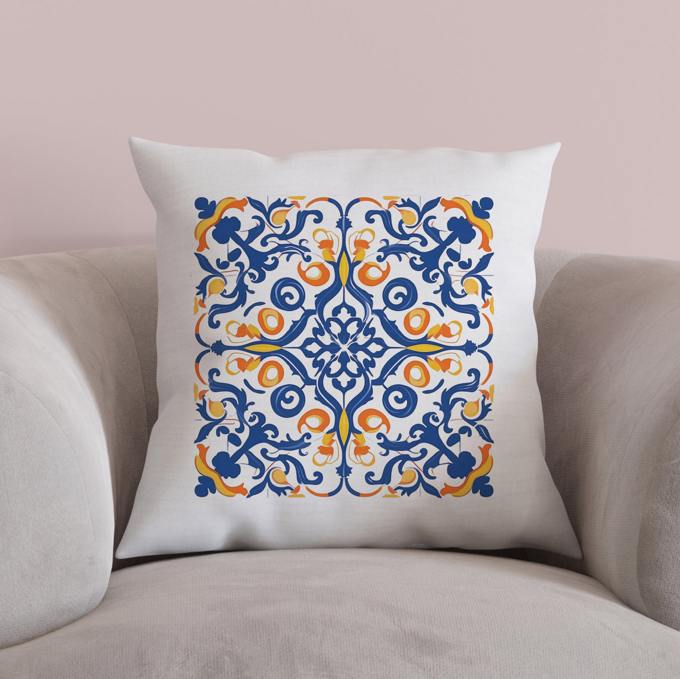 Authentic Tile Pattern Pillow - Bring Portugal's Charm to Your Home