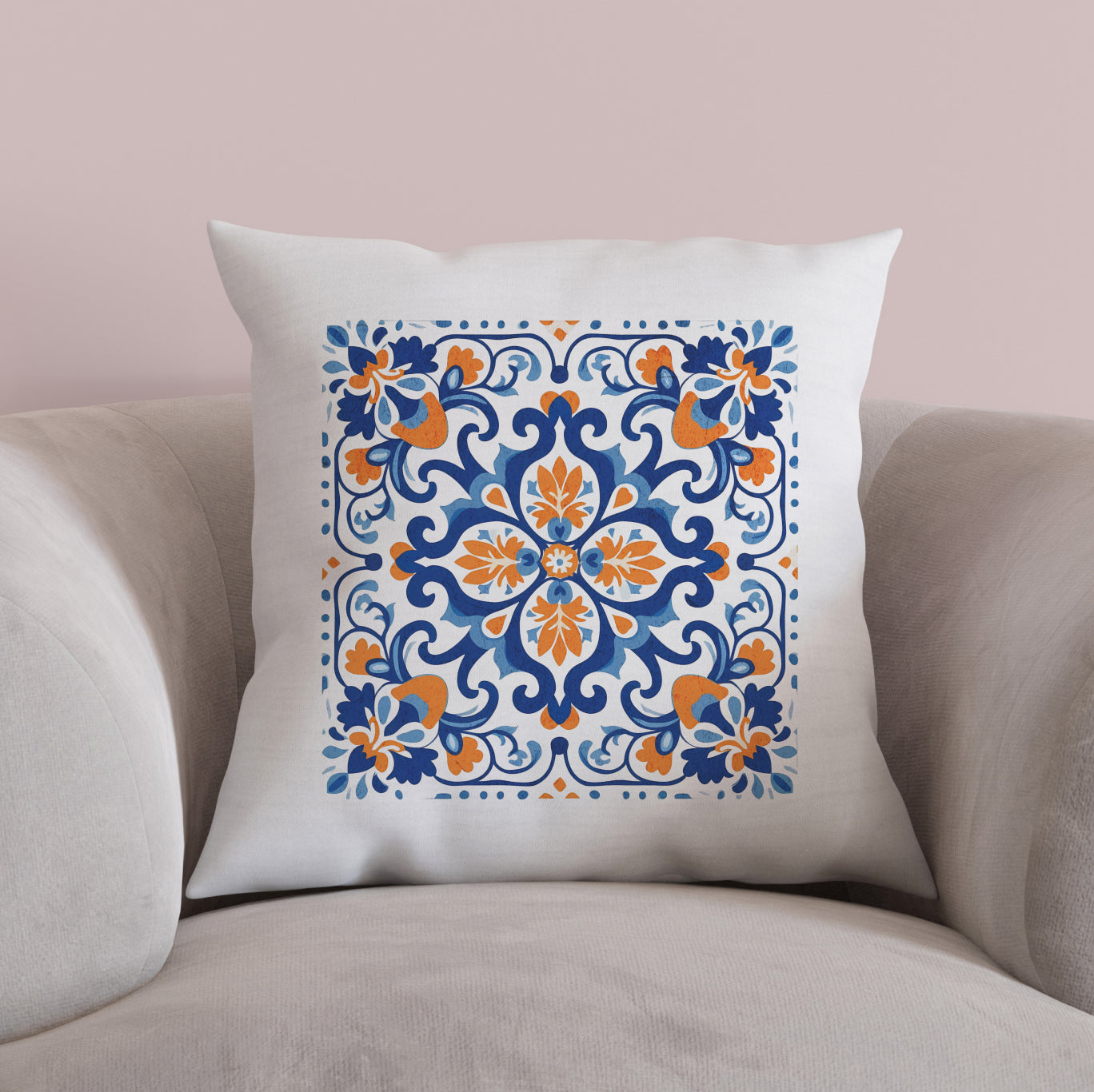 Elegant Tile Pattern Pillow - Portuguese Heritage for Your Home