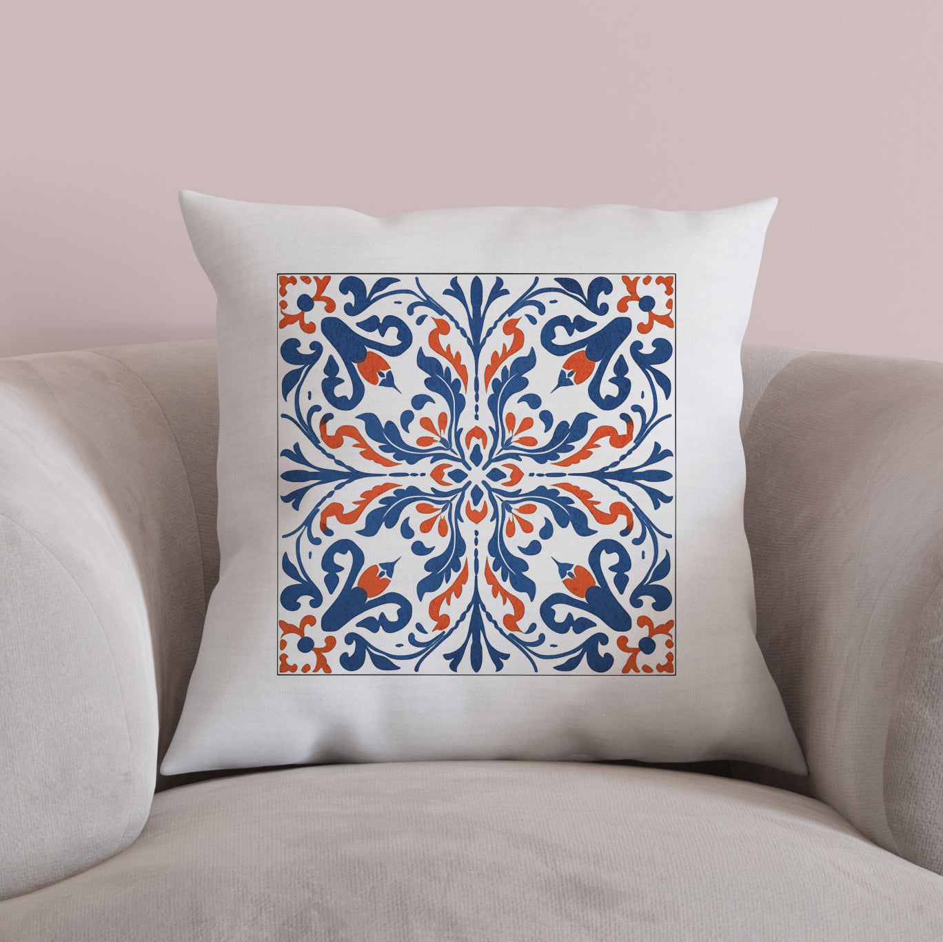 Classic Portuguese Tile Pattern Pillow - Infuse Elegance into Your Home