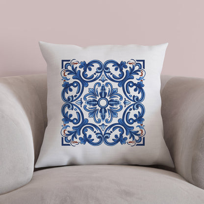 Classic Portuguese Tile Pattern Pillow - Infuse Elegance into Your Home