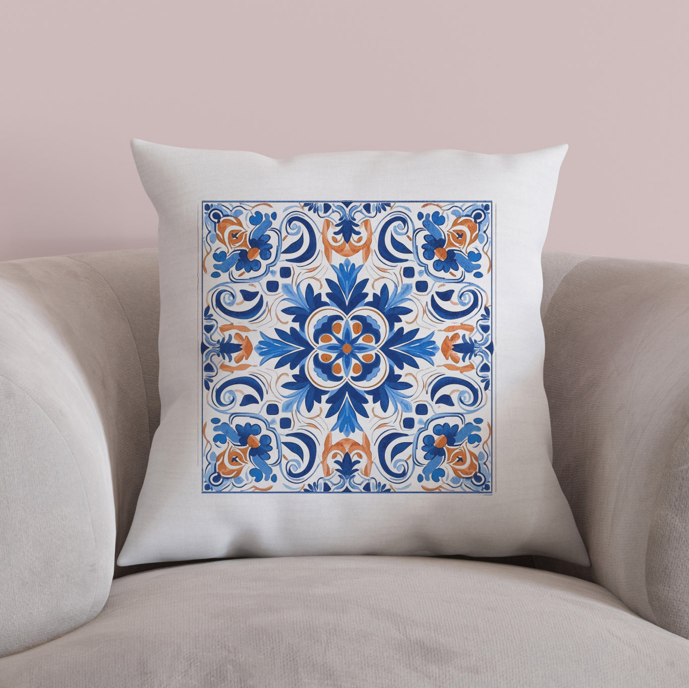 Authentic Tile Pattern Pillow - Portuguese Charm for Your Home