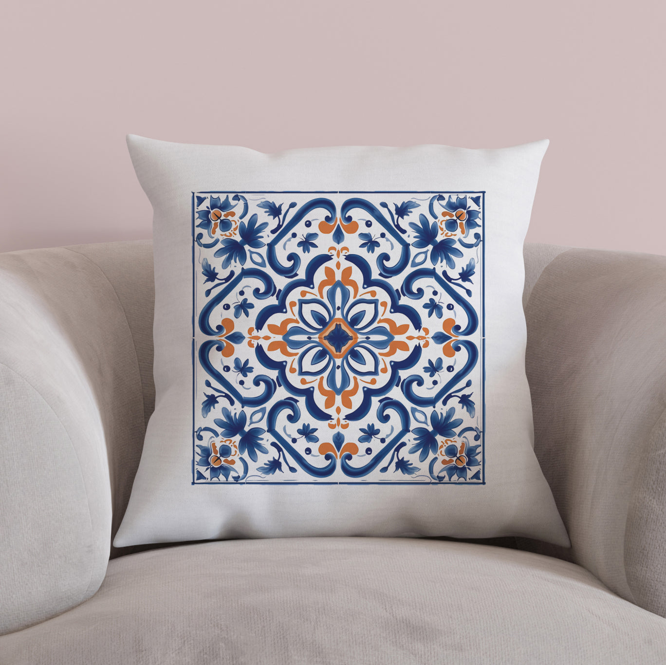 Elegant Portuguese Tile Design Pillow - Bring the Beauty of Portugal Home