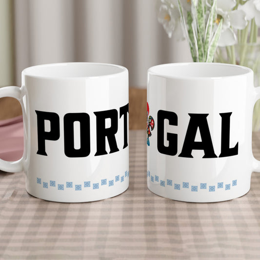 Portugal Mug with Small Tiles and Galo de Barcelos Design – Perfect for All Situations, Stylish and Minimalist