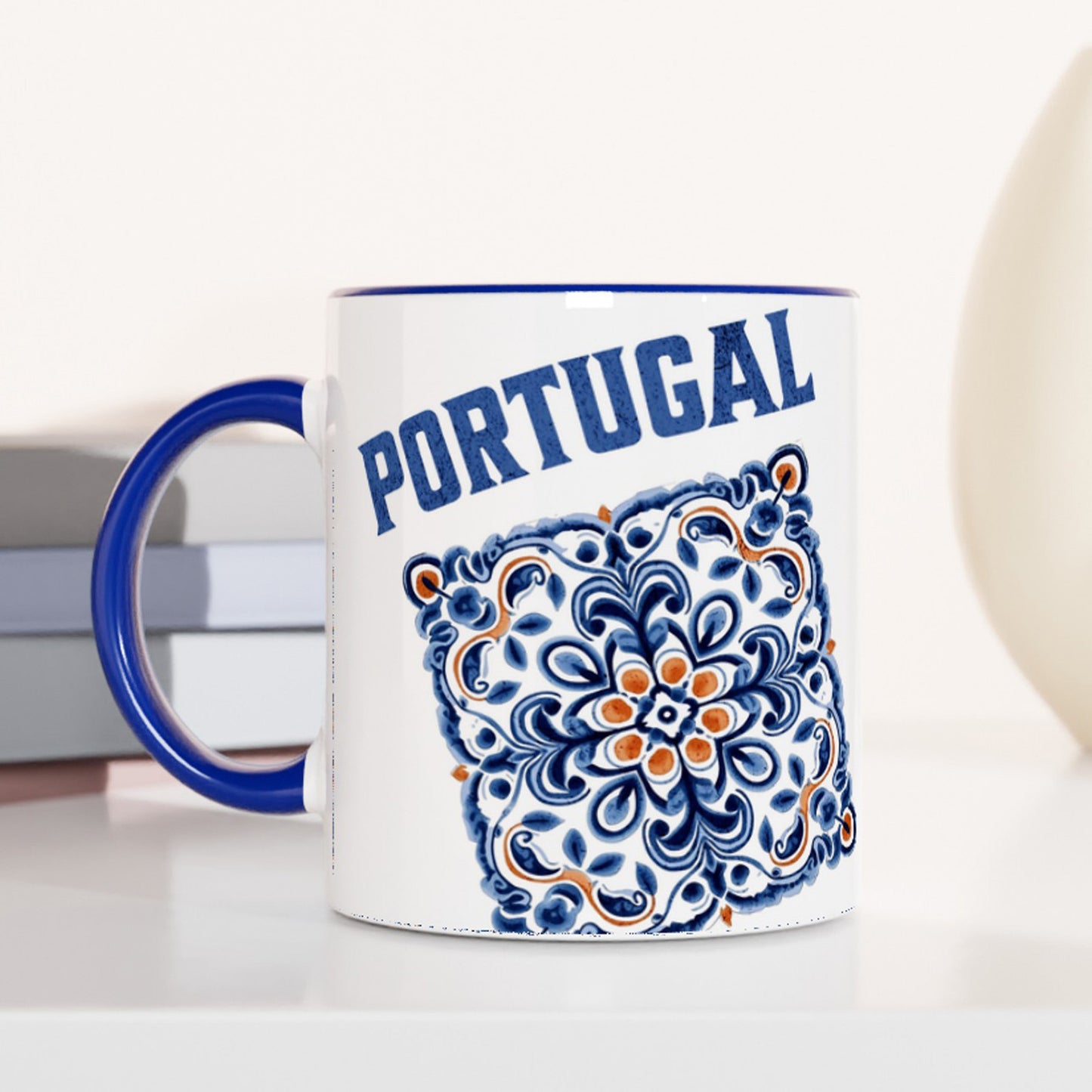 Portuguese Tiles Mug Design - White 11oz Ceramic Mug with Color Inside