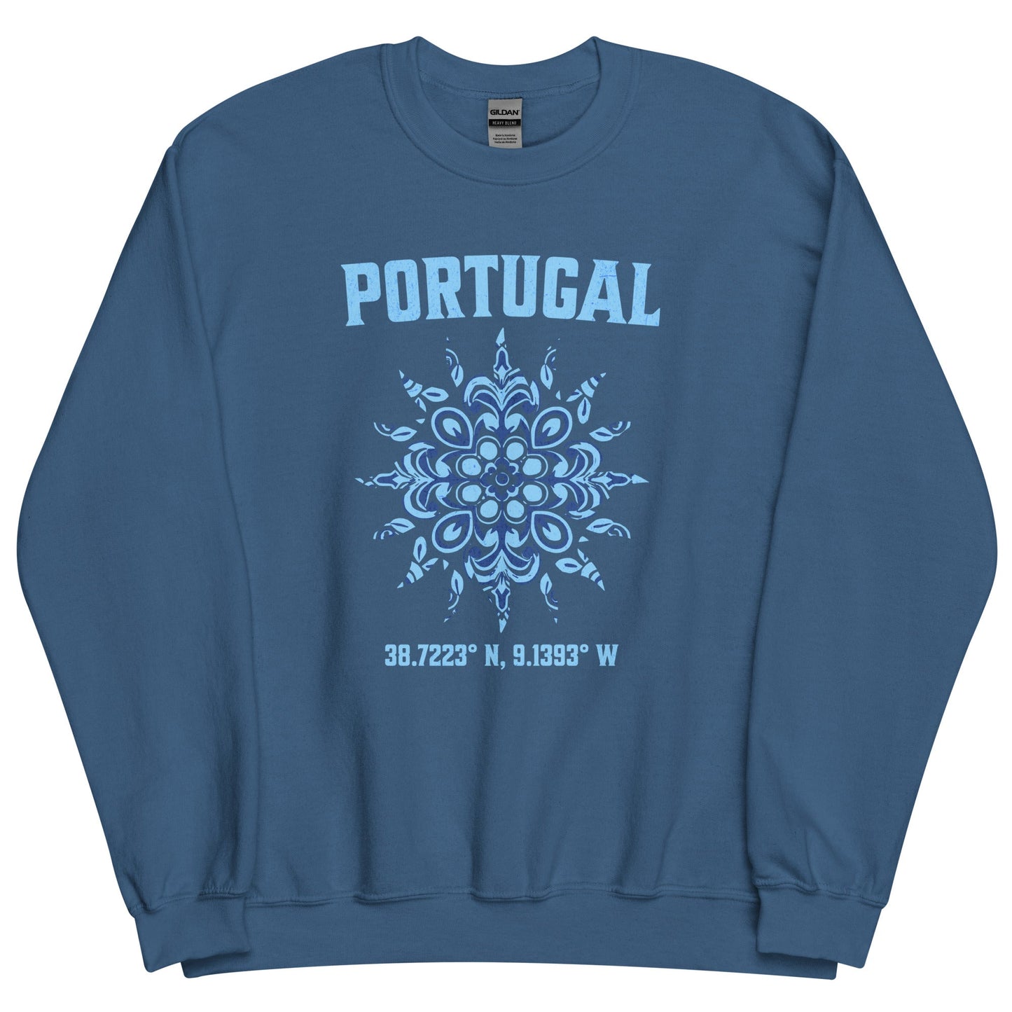 Portugal Sun Design Unisex Sweatshirt with Portuguese Tiles & Coordinates - Unisex Sweatshirt