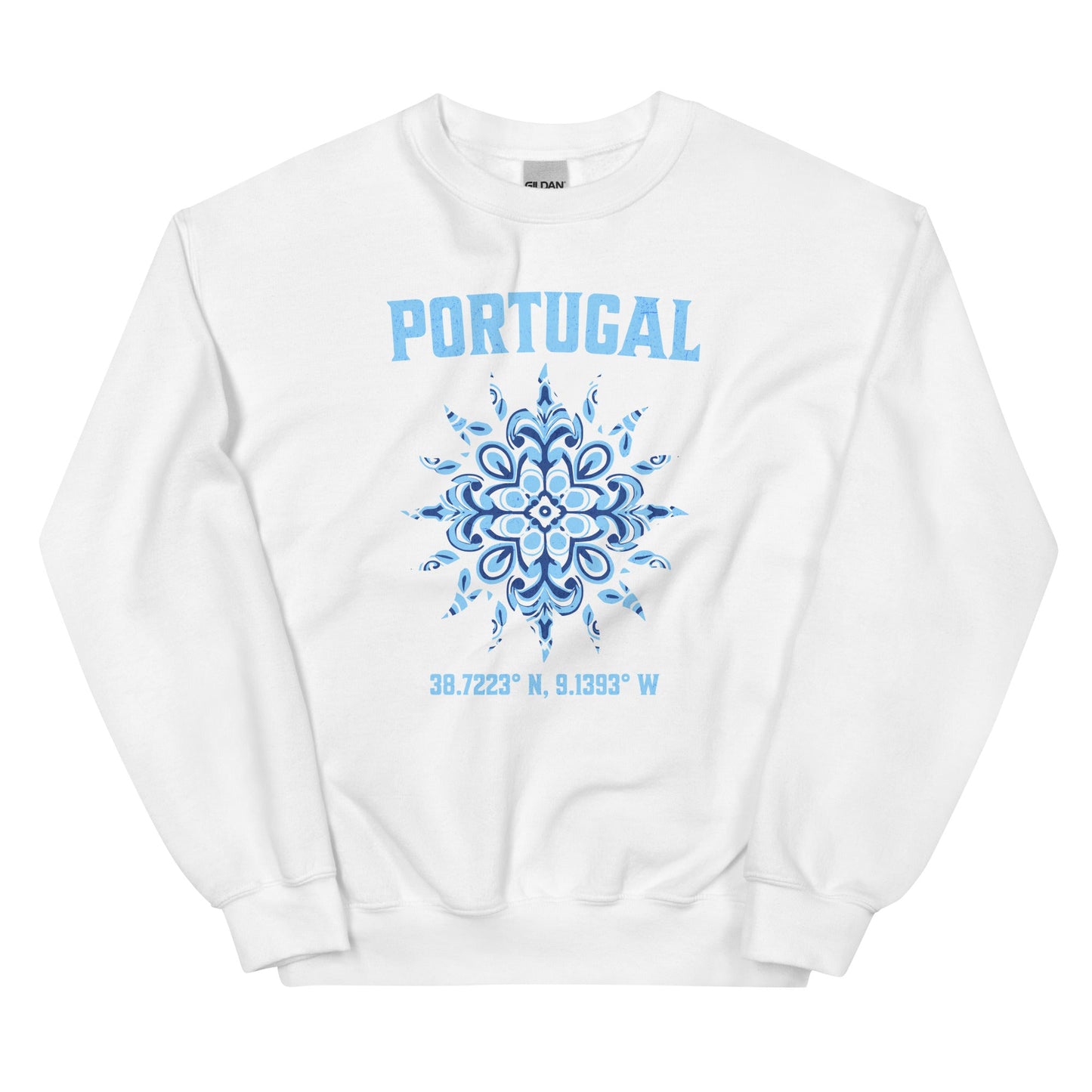 Portugal Sun Design Unisex Sweatshirt with Portuguese Tiles & Coordinates - Unisex Sweatshirt