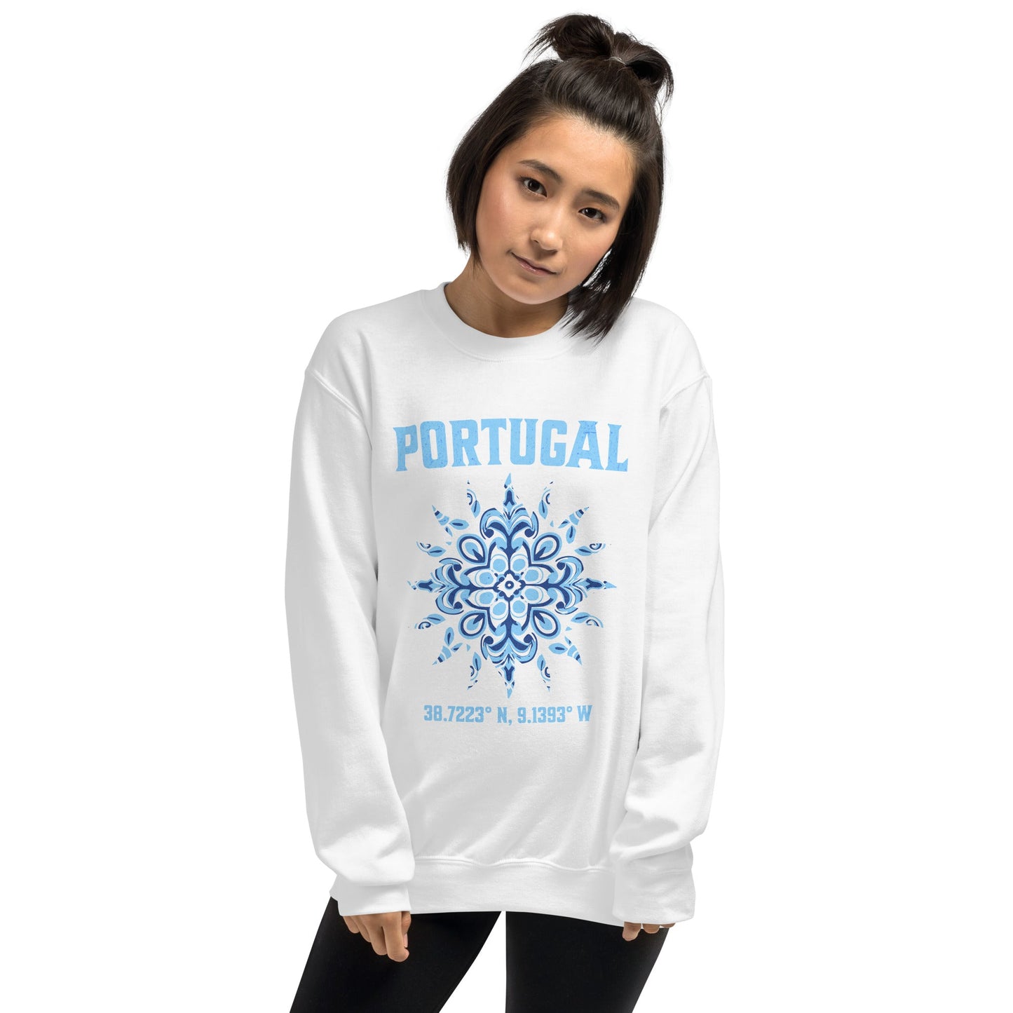 Portugal Sun Design with Portuguese Tiles & Coordinates -  Unisex Hoodie